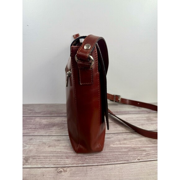 Vera Pelle Italian Genuine Leather Messenger Bag Crossbody Brown Made in Italy - Picture 8 of 17